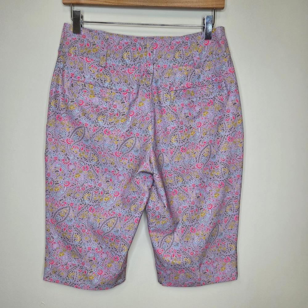 Nike Golf Fit Dry Womens Floral Paisley Bermuda Shorts Purple Pink Size 4 - Picture 3 of 5